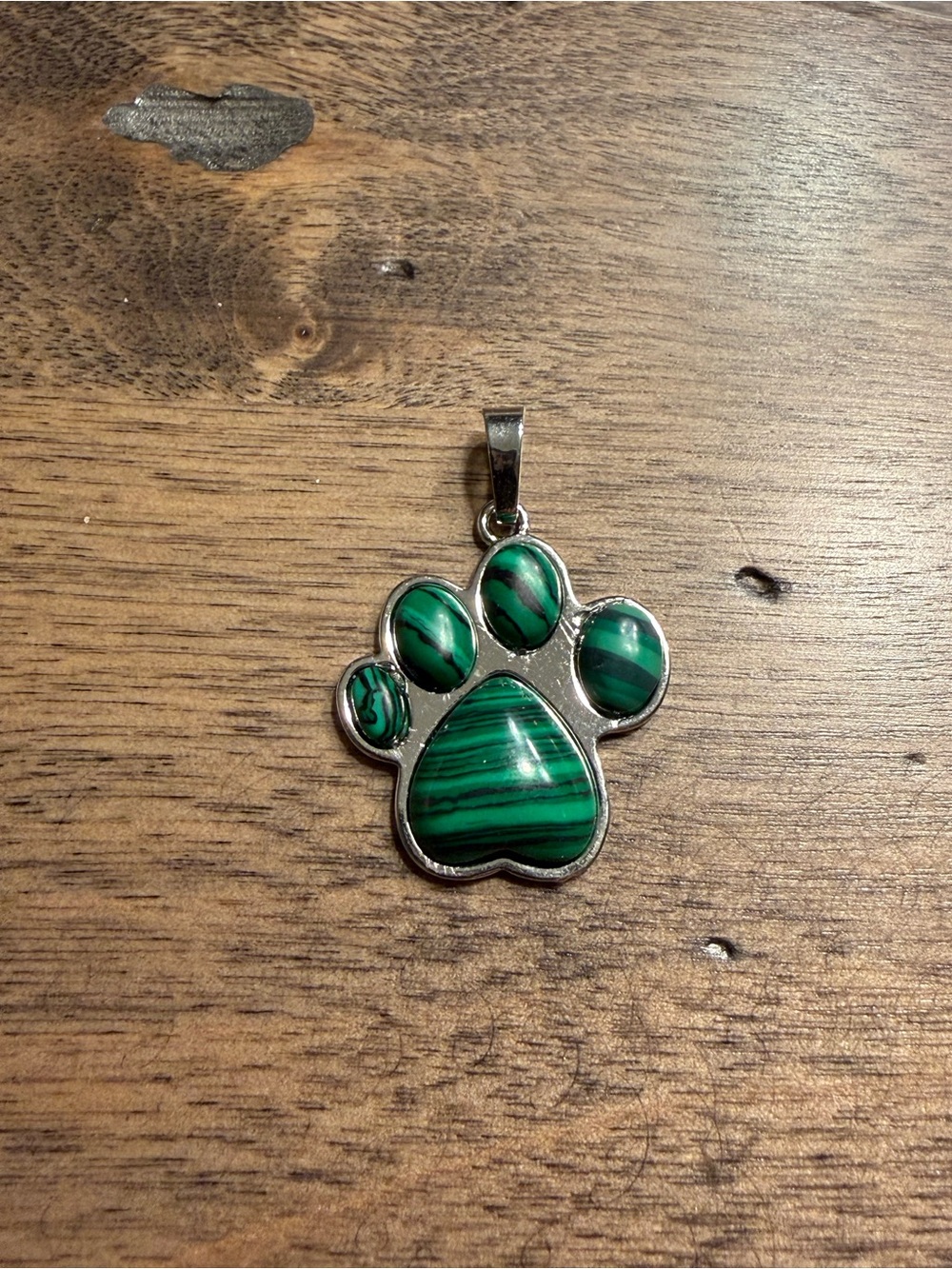 ✨Malachite Dog / Cat Animal Paw Print Necklace Pendant